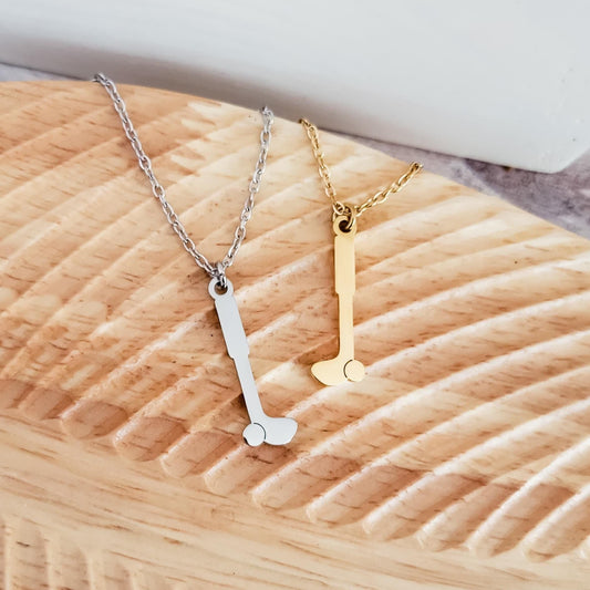 Golf Pendant Necklace (Silver or Gold), 1 Total, Metal Blank #112