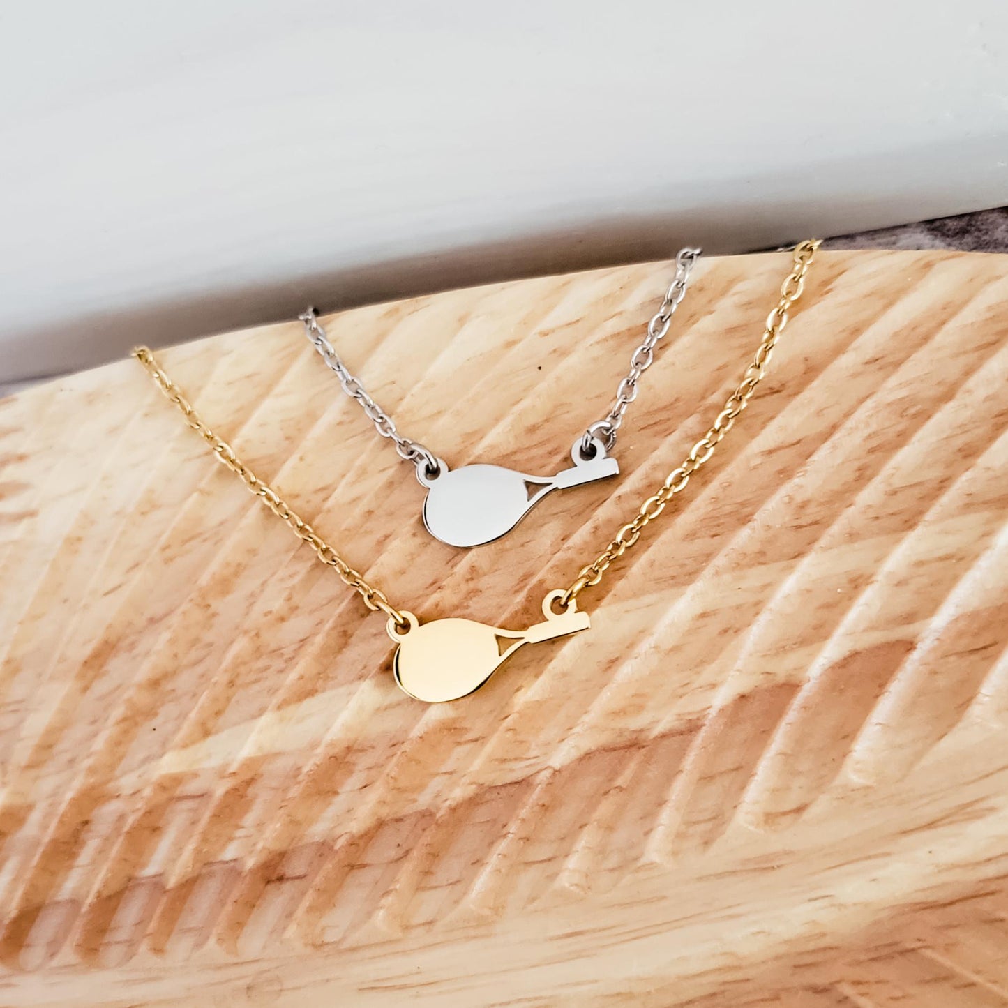 Tennis Racket Necklace (Silver or Gold), 1 Total, Metal Blank #113