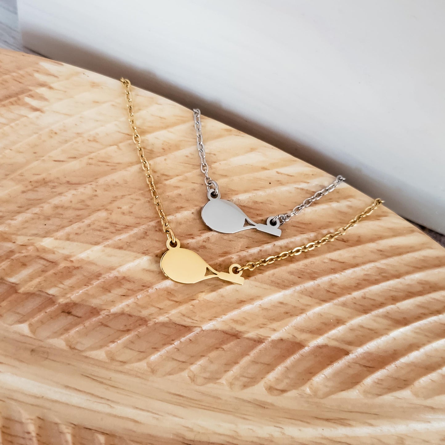 Tennis Racket Necklace (Silver or Gold), 1 Total, Metal Blank #113