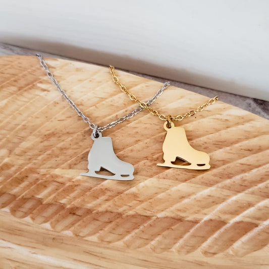 Ice Skate Necklace (Silver or Gold), 1 Total, Metal Blank #115