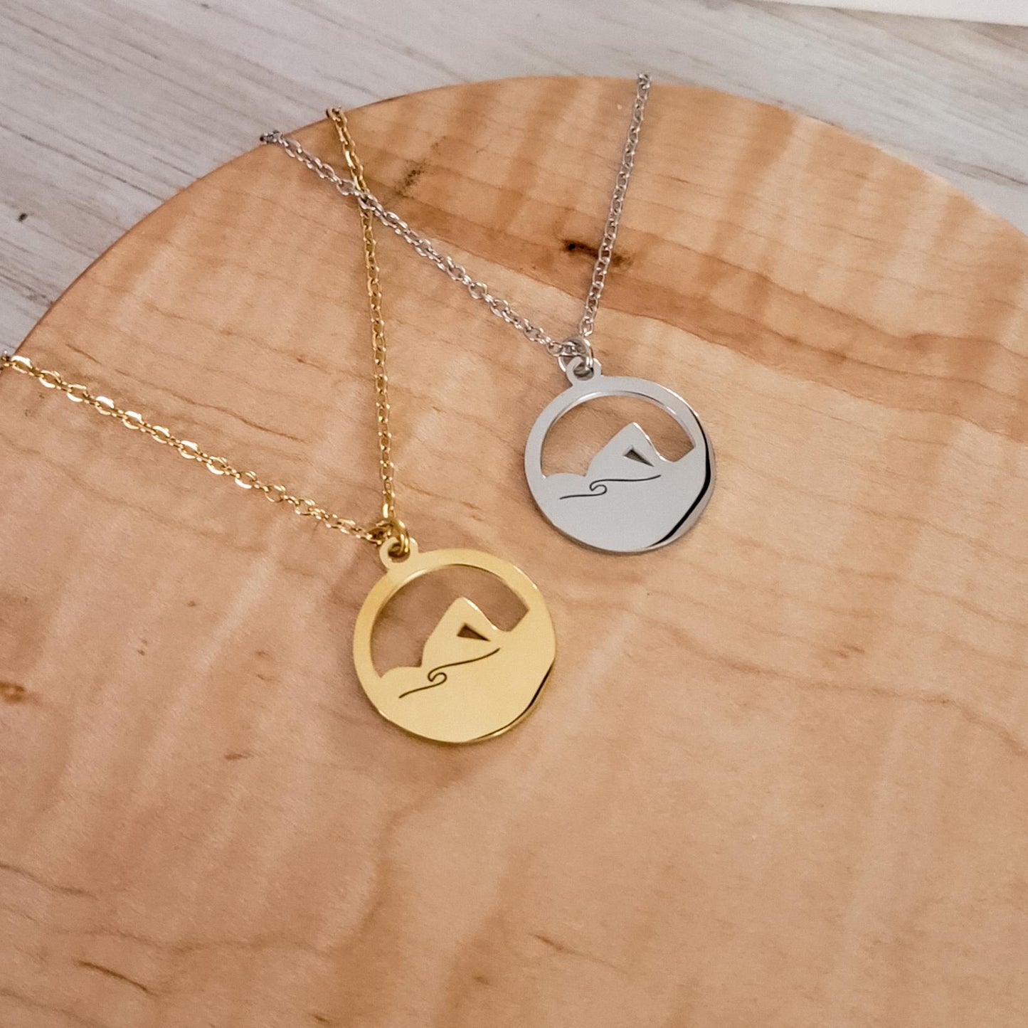 Swimmer Necklace (Silver or Gold), 1 Total, Metal Blank #117