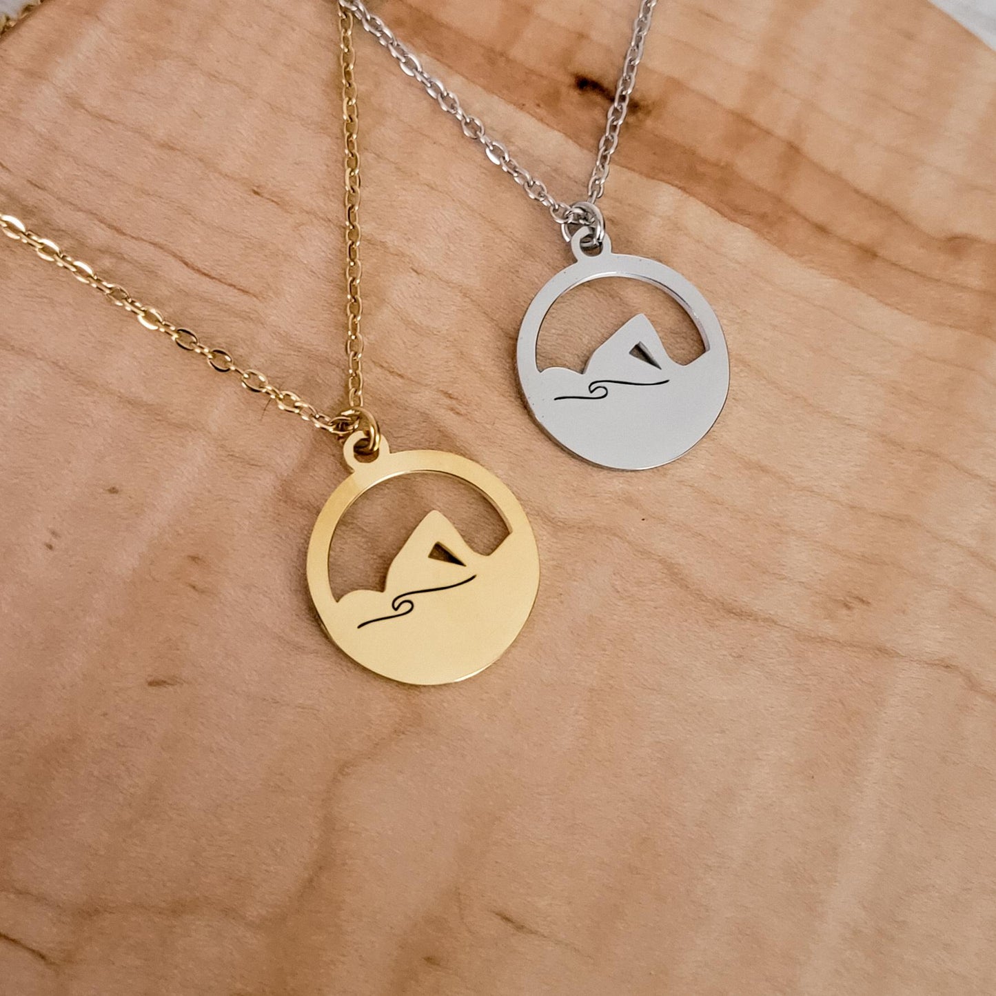 Swimmer Necklace (Silver or Gold), 1 Total, Metal Blank #117