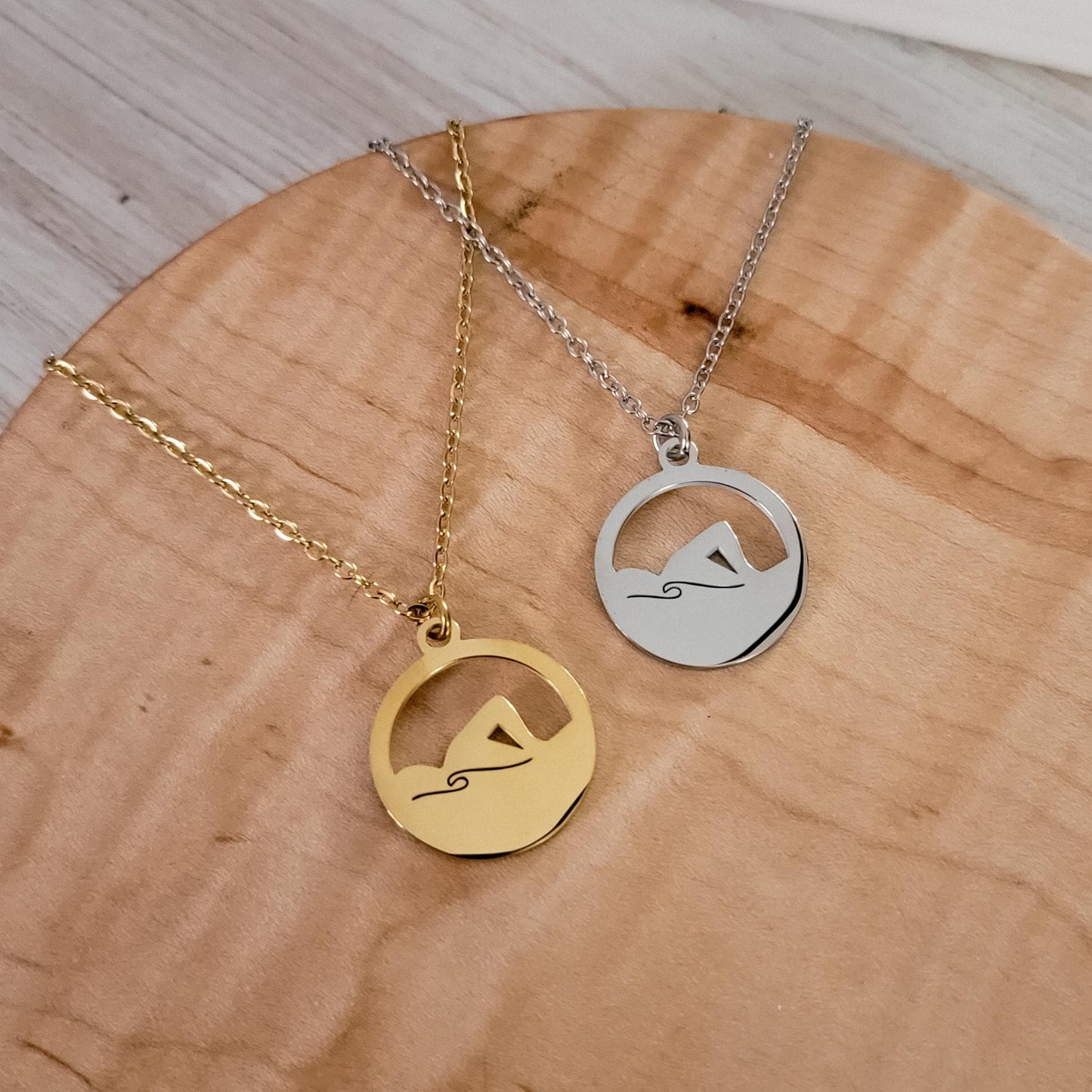 Swimmer Necklace (Silver or Gold), 1 Total, Metal Blank #117