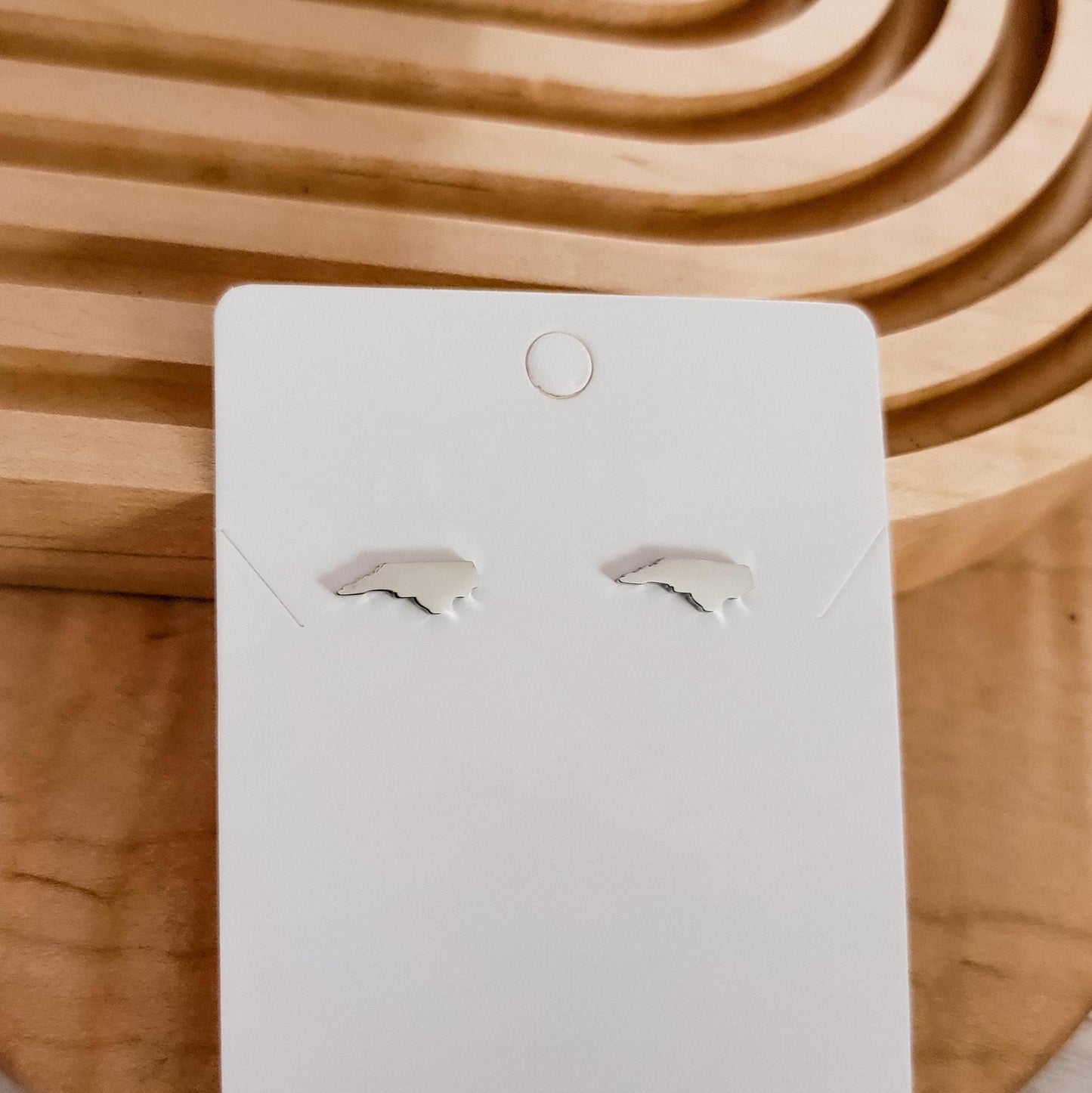 North Carolina Studs (Silver or Gold), 1 Pair Total, Metal Blank #119