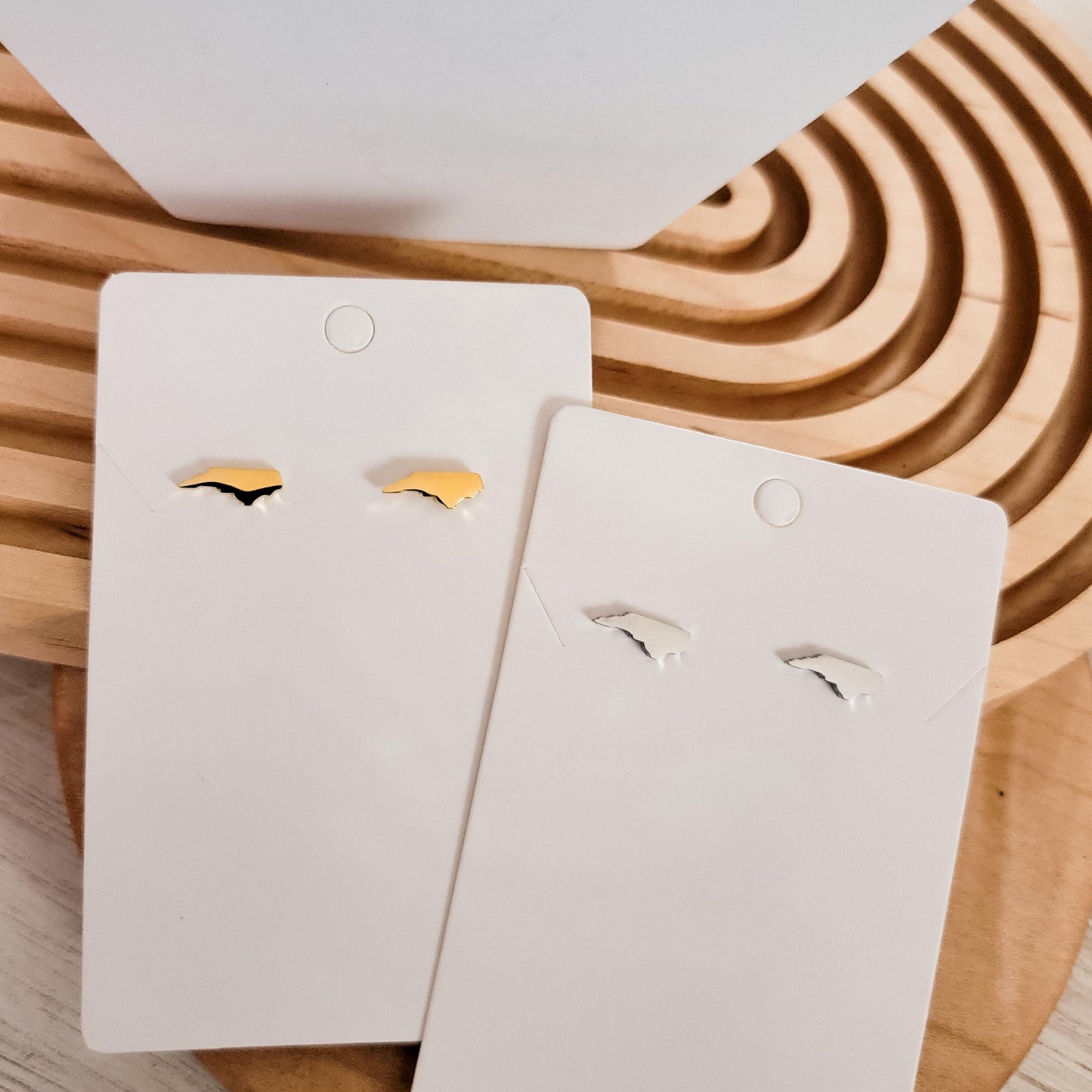 North Carolina Studs (Silver or Gold), 1 Pair Total, Metal Blank #119