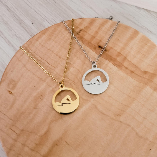 Swimmer Necklace (Silver or Gold), 1 Total, Metal Blank #117