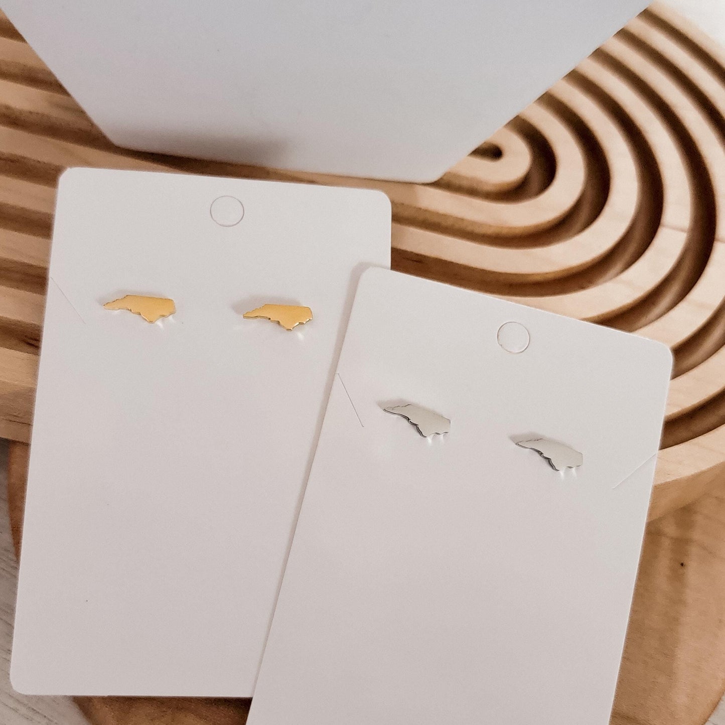 North Carolina Studs (Silver or Gold), 1 Pair Total, Metal Blank #119