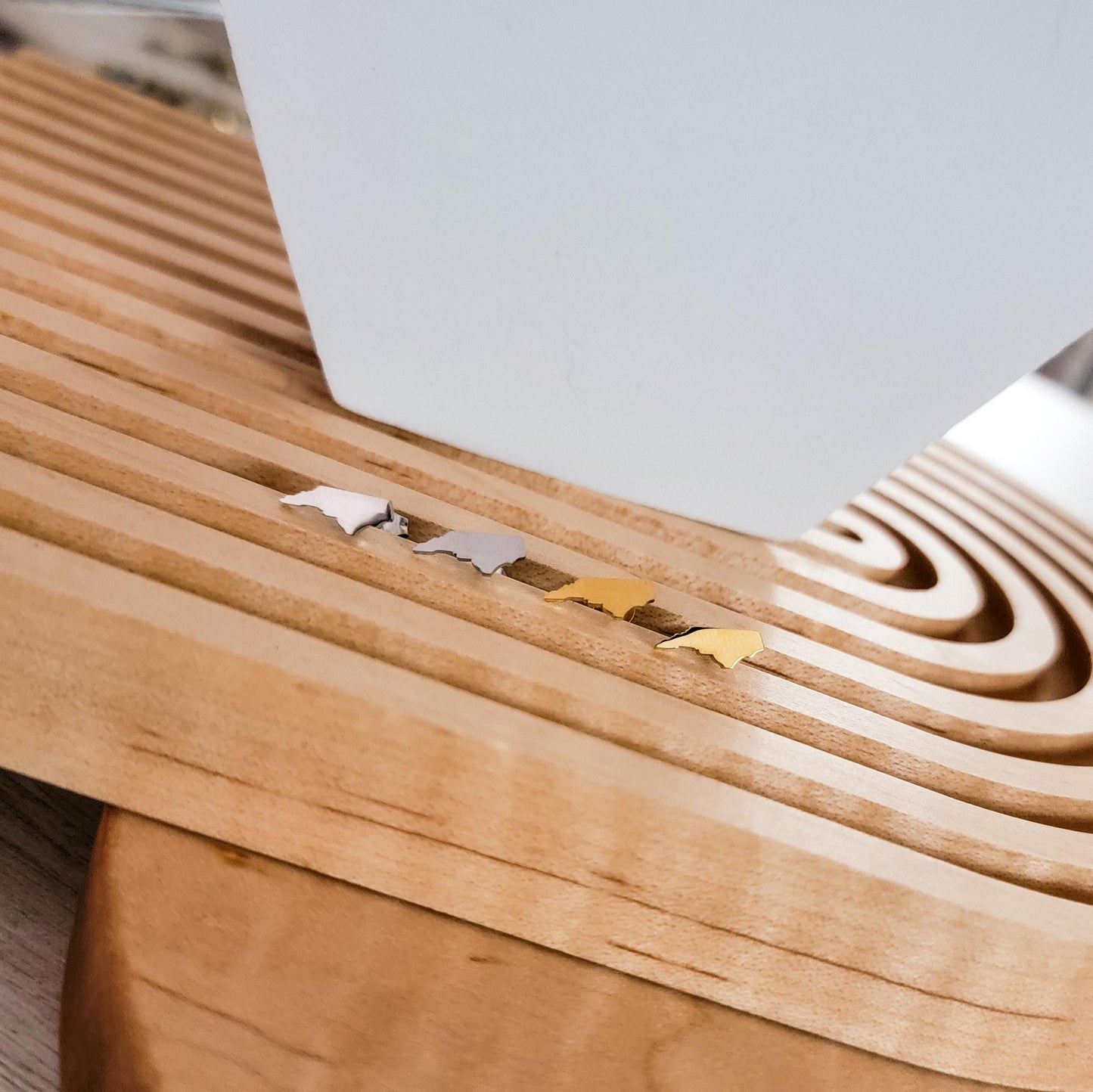 North Carolina Studs (Silver or Gold), 1 Pair Total, Metal Blank #119