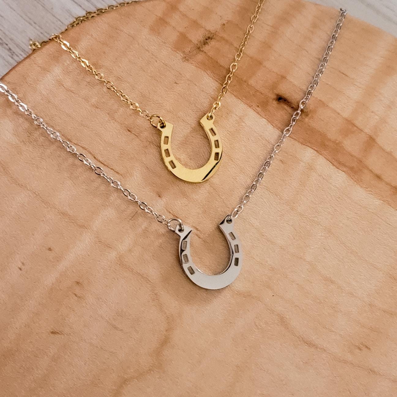 Horseshoe Necklace (Silver or Gold), 1 Total, Metal Blank #120