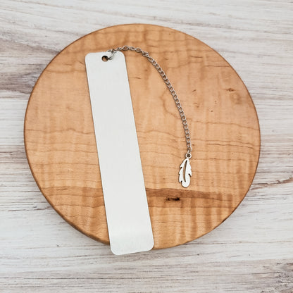 Rounded Rectangle Solid Bookmark (Silver), Includes Tassel Charm, 1 Piece, Metal Blank #129