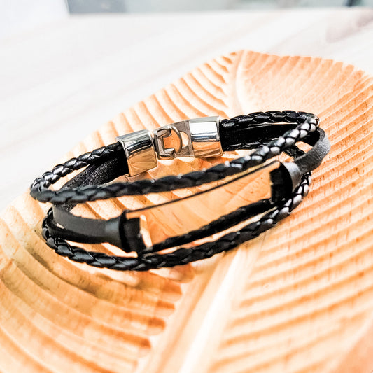 Triple Cord Men's Bracelet , 1 Total, Metal Blank #138