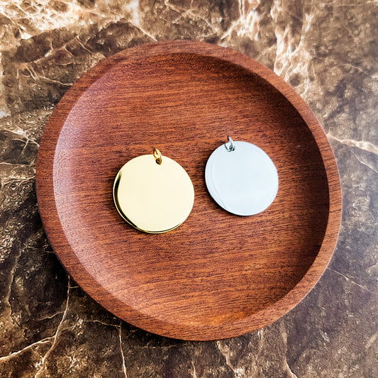 30mm Disc Pendant (Silver or Gold), 5 Pieces Total, Metal Blank #142