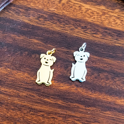 Dog Charms with Attached Jump Rings (Silver or Gold), 5 Total, Metal Blank #148