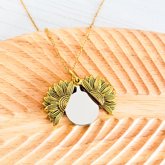 Sunflower Reveal Necklace (Gold), 1 Total, Metal Blank #153