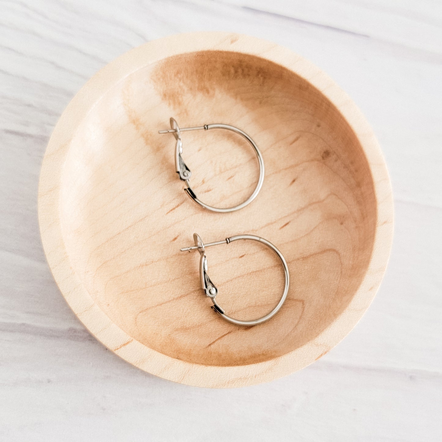Premium Silver 20mm Leverback Stainless Steel Hoop (1.2mm Wide), 10 Pieces, Hoop #2