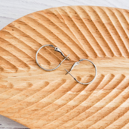 Premium Silver 20mm Leverback Stainless Steel Hoop (1.2mm Wide), 10 Pieces, Hoop #2