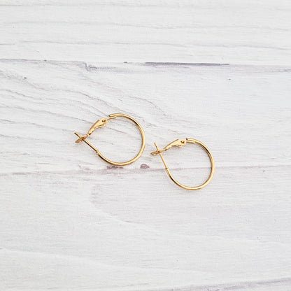 Premium Gold 20mm Leverback Stainless Steel Hoop (1.2mm Wide), 10 Pieces, Hoop #1