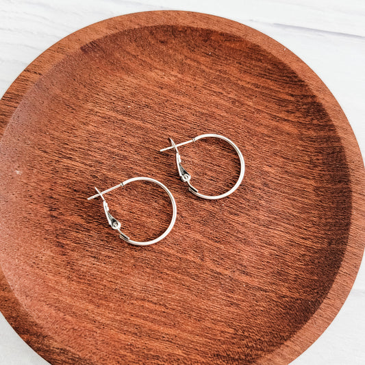 Premium Silver 20mm Leverback Stainless Steel Hoop (1.2mm Wide), 10 Pieces, Hoop #2