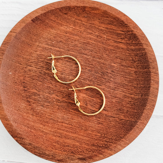 Premium Gold 20mm Leverback Stainless Steel Hoop (1.2mm Wide), 10 Pieces, Hoop #1