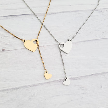Heartfall Necklace (Silver or Gold), 1 Total, Metal Blank #154