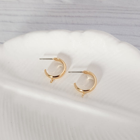 Gold Small Half Hoop with Perpendicular Loop, 10 Pieces, Hoop #7