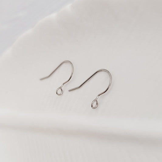 Silver Modern Forward-Facing Stainless Steel Ear Wires, 20 Pieces, Ear Wire #2