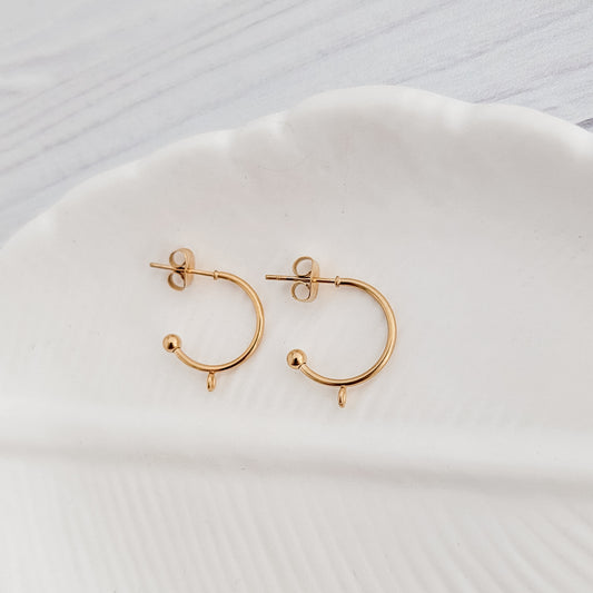 Gold Medium Half Hoop with Perpendicular Loop, 10 Pieces, Hoop #3
