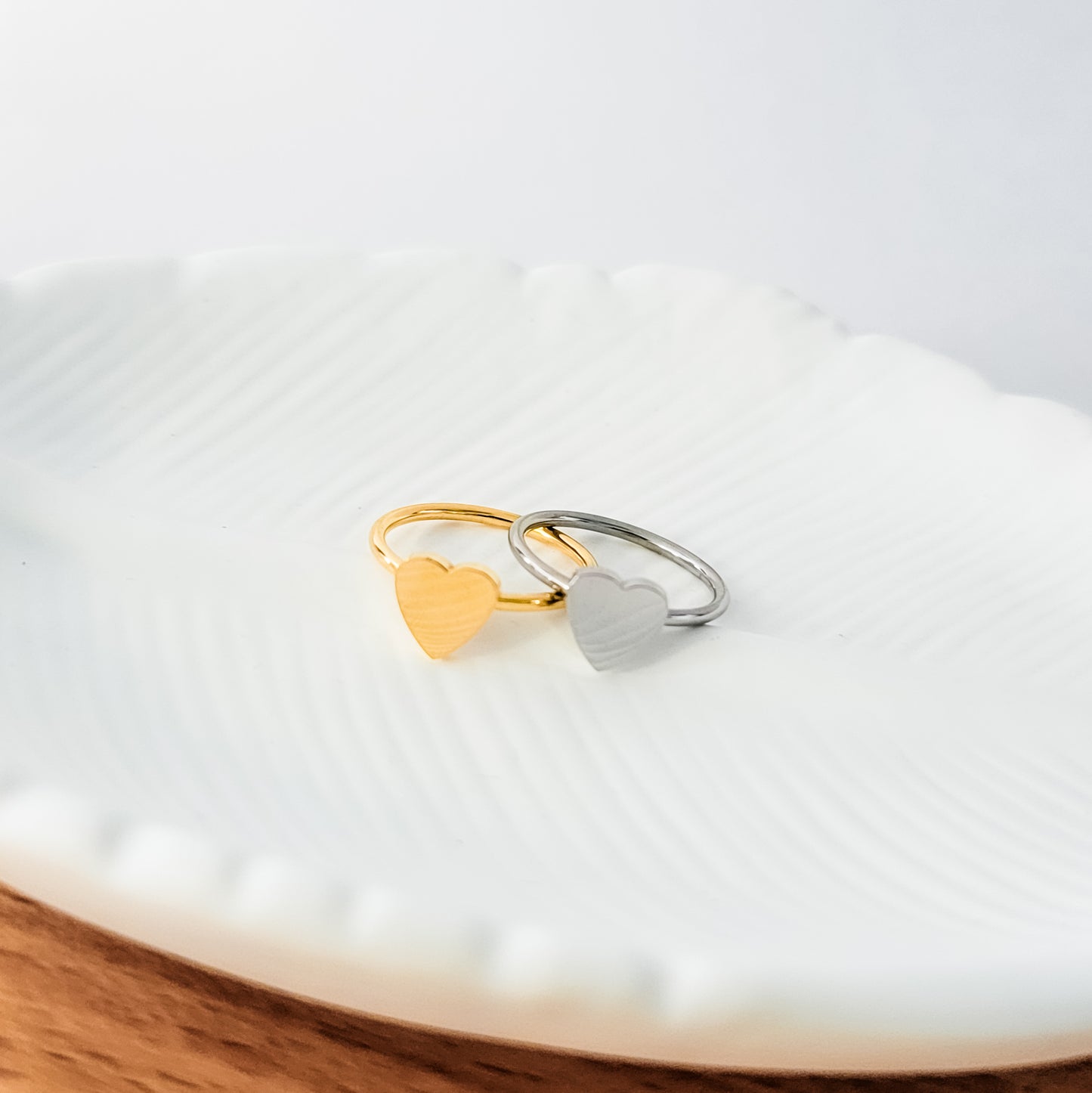 Centered Heart Ring (Silver or Gold, Sizes 6-10), 1 Total, Metal Blank #157