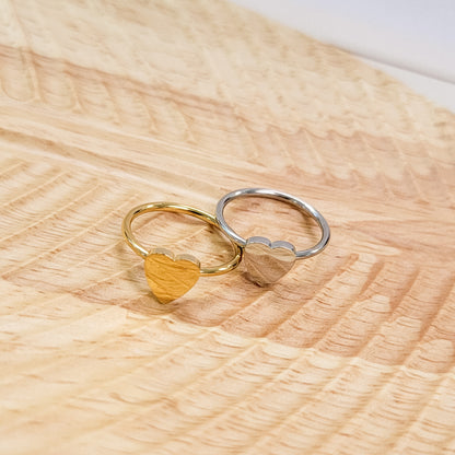 Centered Heart Ring (Silver or Gold, Sizes 6-10), 1 Total, Metal Blank #157