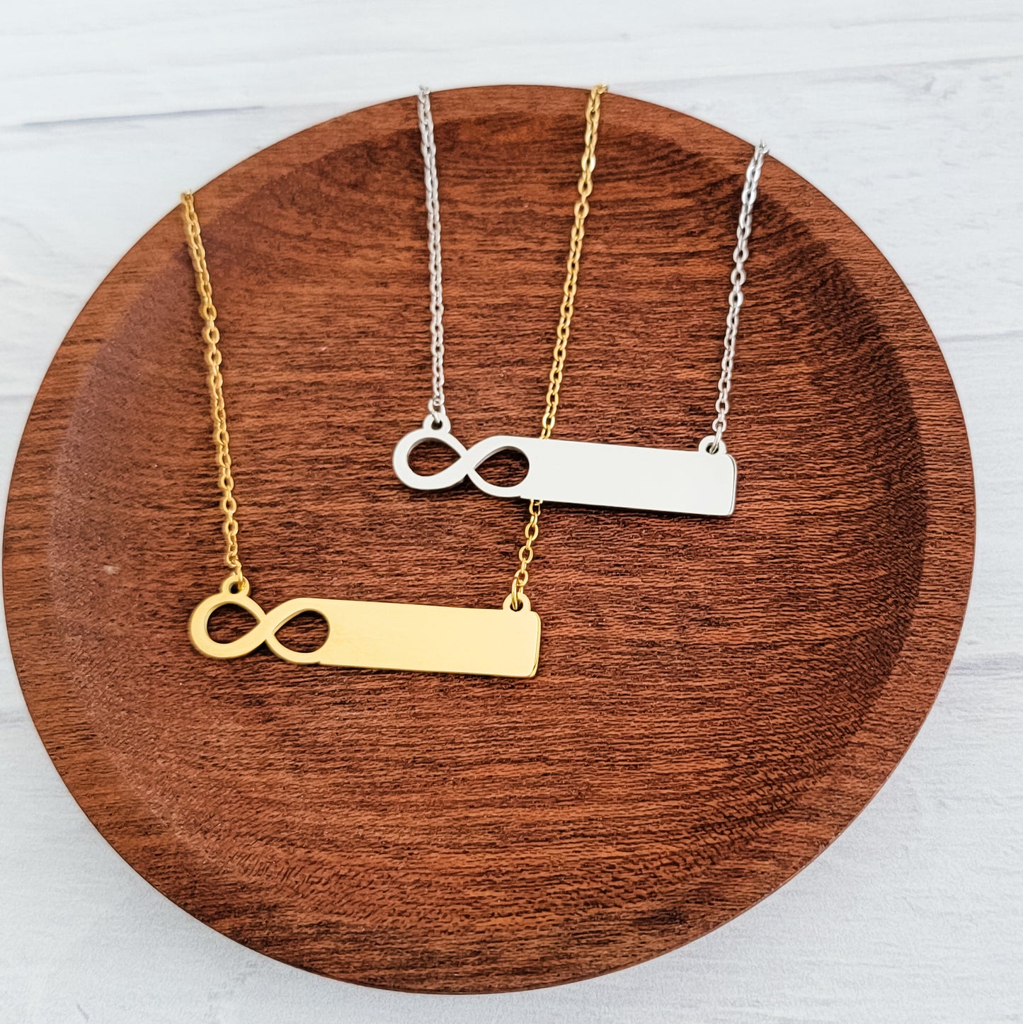 Infinity Bar Necklace (Silver or Gold), 1 Total, Metal Blank #170