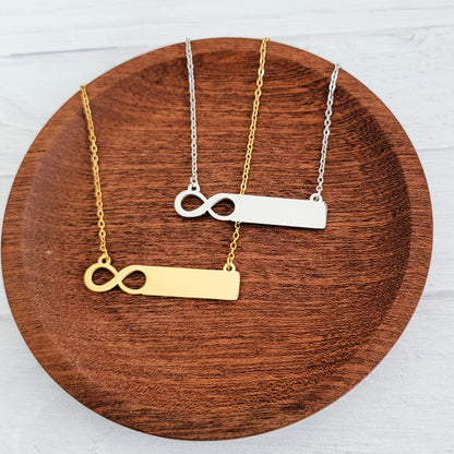 Infinity Bar Necklace (Silver or Gold), 1 Total, Metal Blank #170
