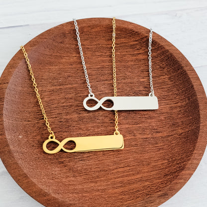 Infinity Bar Necklace (Silver or Gold), 1 Total, Metal Blank #170