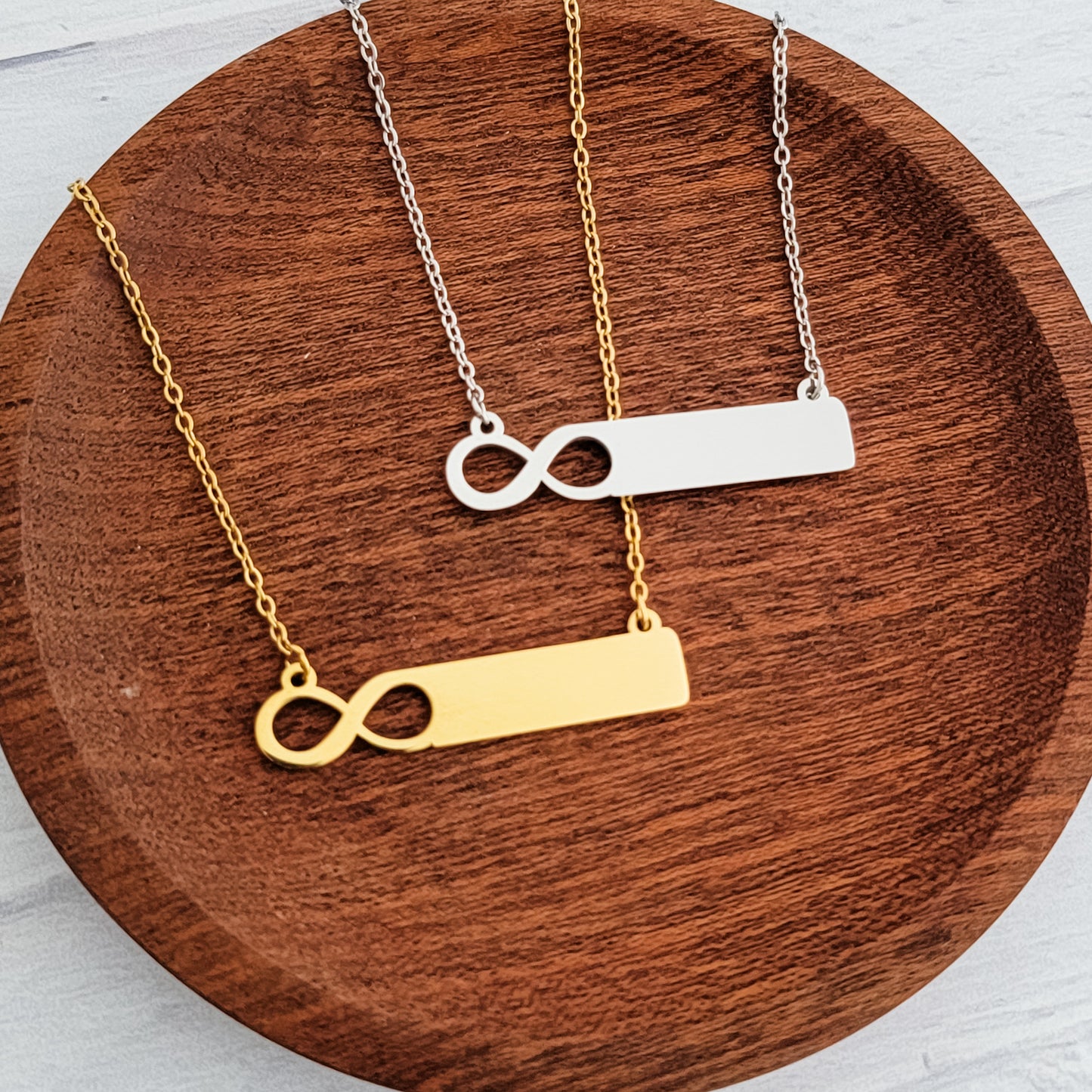 Infinity Bar Necklace (Silver or Gold), 1 Total, Metal Blank #170