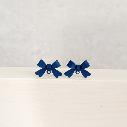 Navy Blue Stainless Steel Bow Stud Connector, 10 Pieces, Bow #49