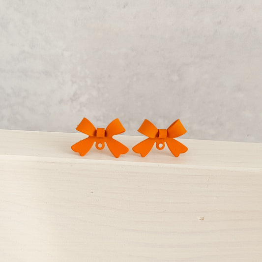 Medium Orange Stainless Steel Bow Stud Connector, 10 Pieces, Bow #52
