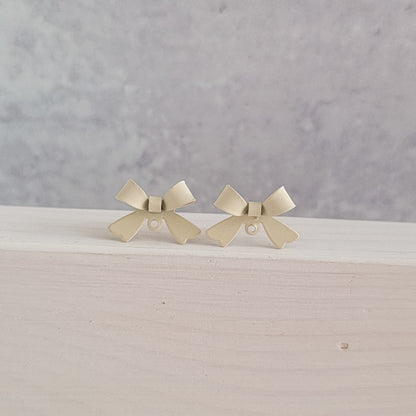 Linen Stainless Steel Bow Stud Connector, 10 Pieces, Bow #55