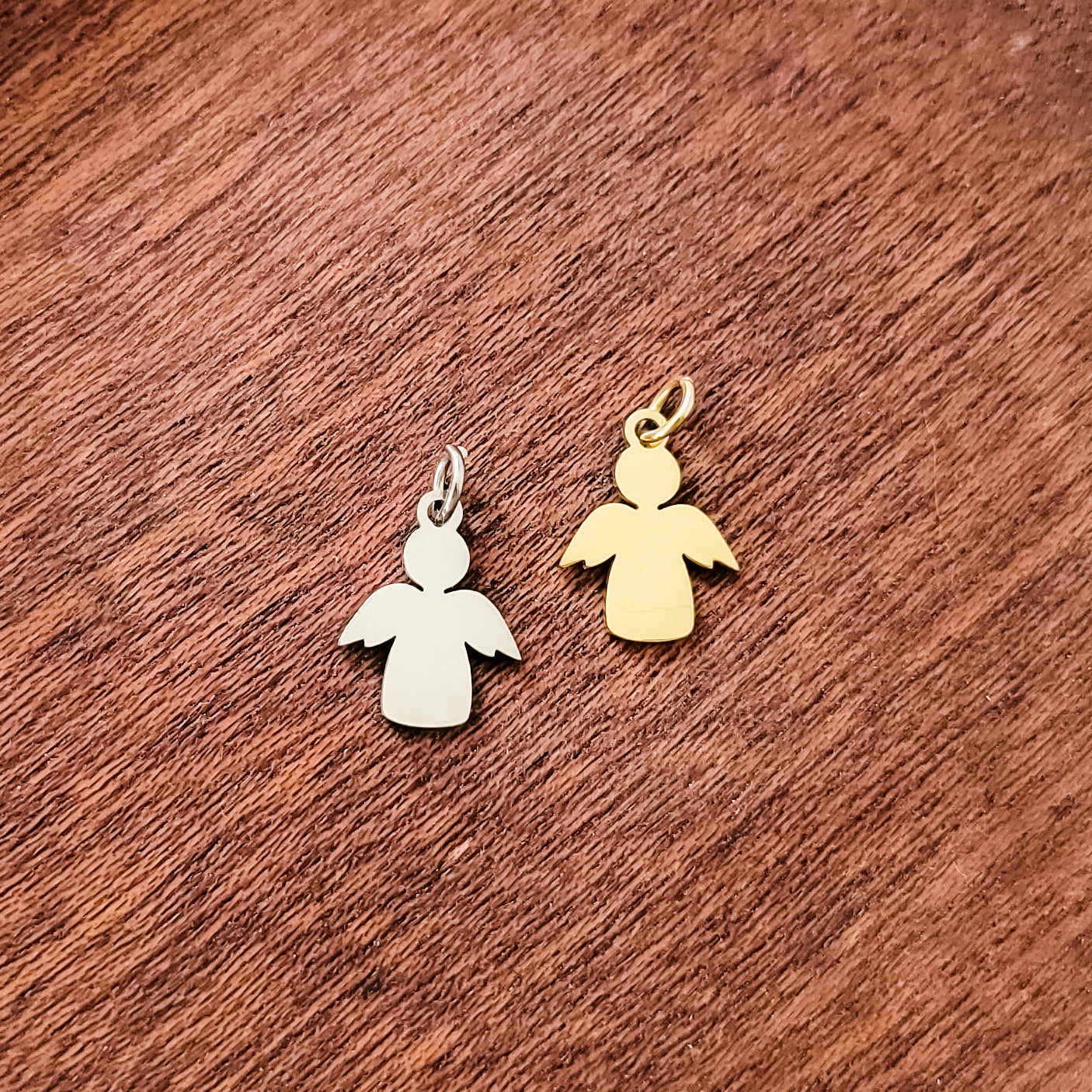 Angel Charms with Attached Jump Rings (Silver or Gold), 5 Total, Metal Blank #175