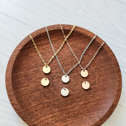 8mm Disc Necklace (Silver, Gold, or Rose Gold) and Optional Extra Discs, Metal Blank #172