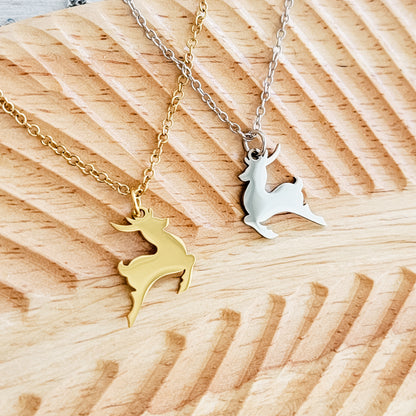 Reindeer Necklace (Silver or Gold), 1 Total, Metal Blank #182