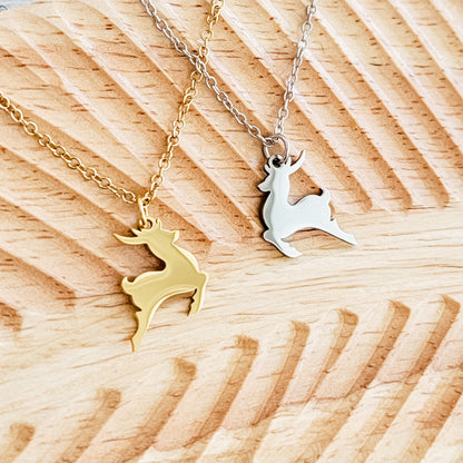 Reindeer Necklace (Silver or Gold), 1 Total, Metal Blank #182