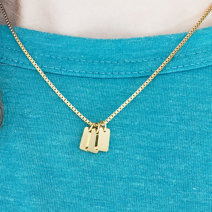 Mini Tag Trio Necklace (Silver or Gold) and Optional Extra Tags, Metal Blank #184