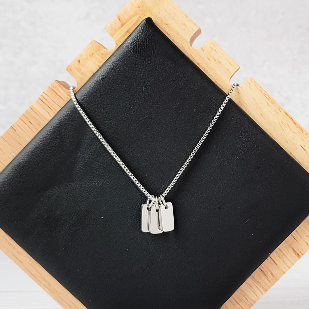Mini Tag Trio Necklace (Silver or Gold) and Optional Extra Tags, Metal Blank #184