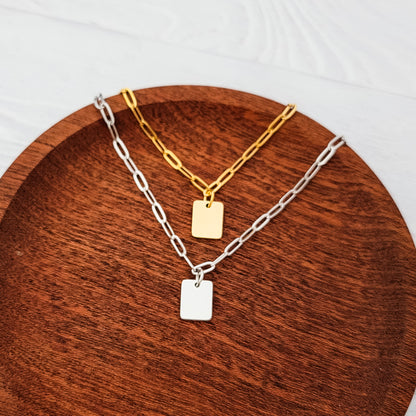Petite Rectangle Paperclip Chain Anklet (Silver or Gold), 1 Total, Metal Blank #185