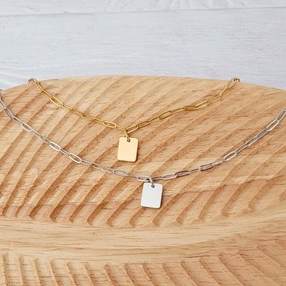 Petite Rectangle Paperclip Chain Anklet (Silver or Gold), 1 Total, Metal Blank #185