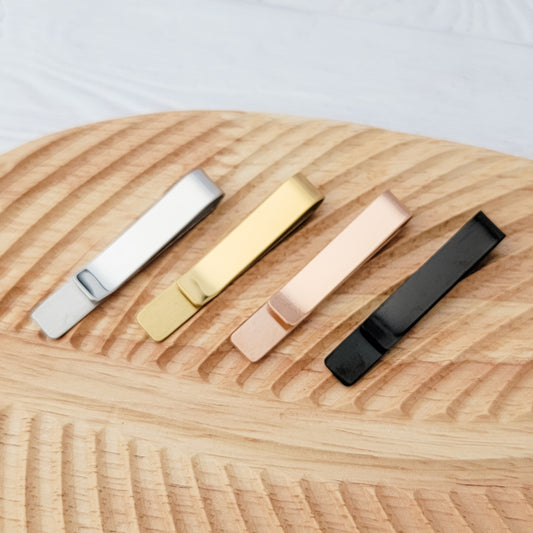 Medium Tie Clips (Silver, Gold, Rose Gold, or Black), 1 Piece Total, Metal Blank #59