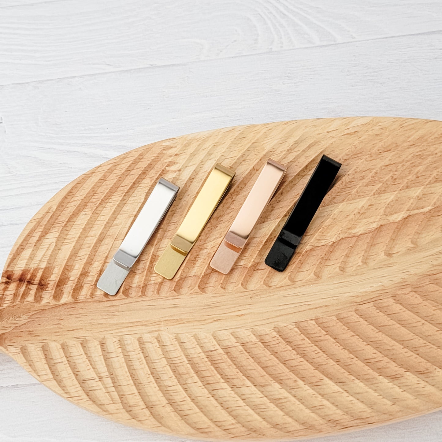 Medium Tie Clips (Silver, Gold, Rose Gold, or Black), 1 Piece Total, Metal Blank #59
