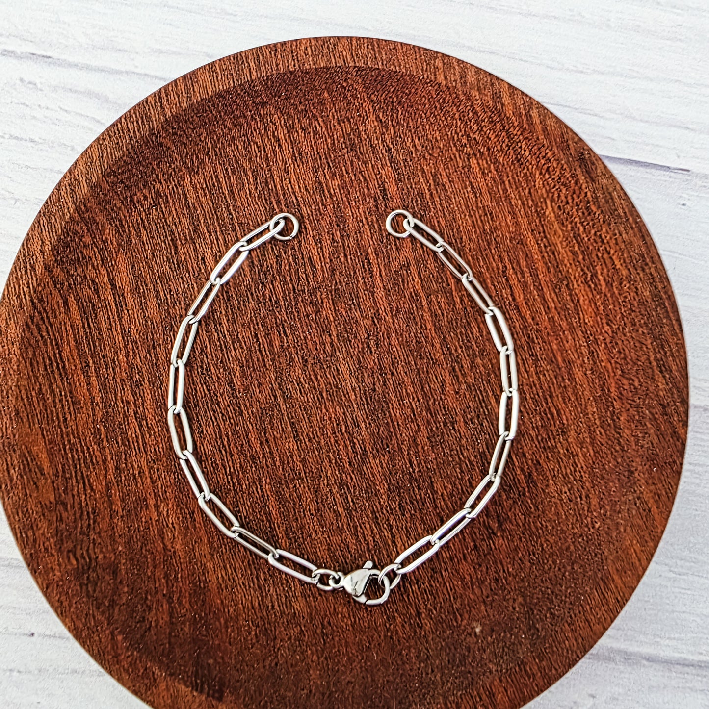 New Premium Split Bracelet Paperclip Chain Finding (Silver or Gold Stainless Steel), Pack of 5, Chain #16