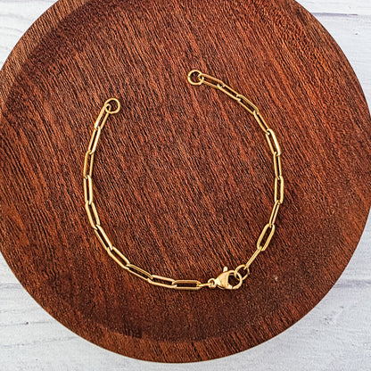 New Premium Split Bracelet Paperclip Chain Finding (Silver or Gold Stainless Steel), Pack of 5, Chain #16