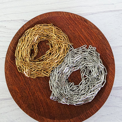 New Premium Spool Paperclip Chain Finding (Silver or Gold Stainless Steel), 3m (9.84ft), Chain #17