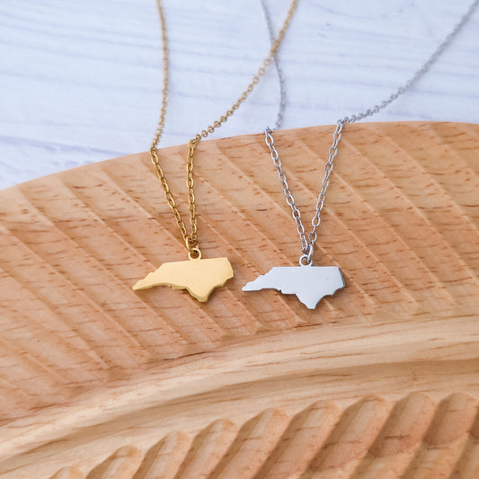 North Carolina Pendant Necklace (Silver or Gold), 1 Total, Metal Blank #188